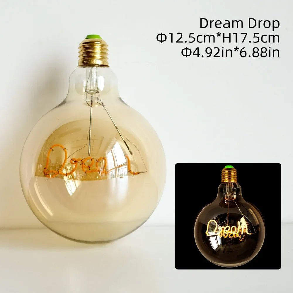 G125 Word Filament Edison LED Bulb 4W Dimmable, Love Home Hello Heart & Music Designs - Hans Lumiere