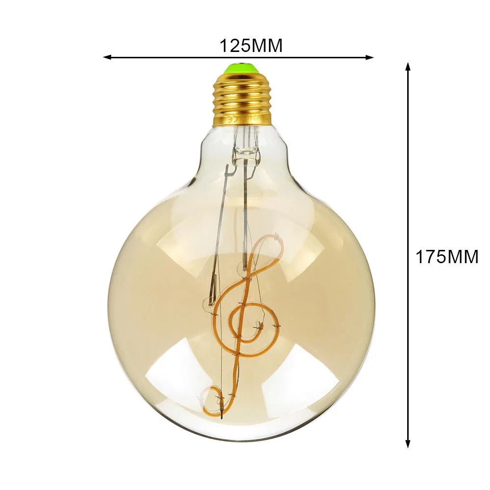 G125 Word Filament Edison LED Bulb 4W Dimmable, Love Home Hello Heart & Music Designs - Hans Lumiere