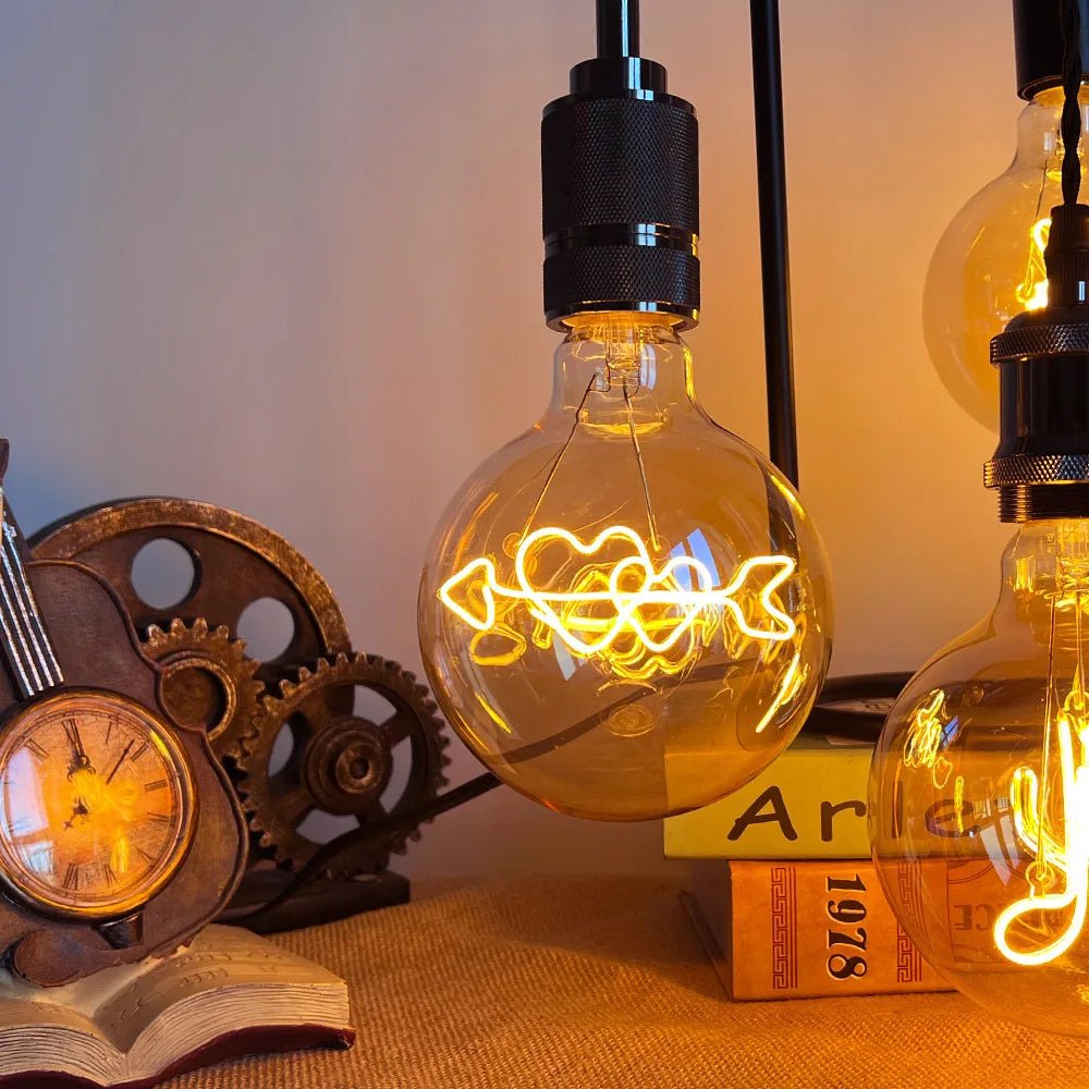 G125 Word Filament Edison LED Bulb 4W Dimmable, Love Home Hello Heart & Music Designs - Hans Lumiere