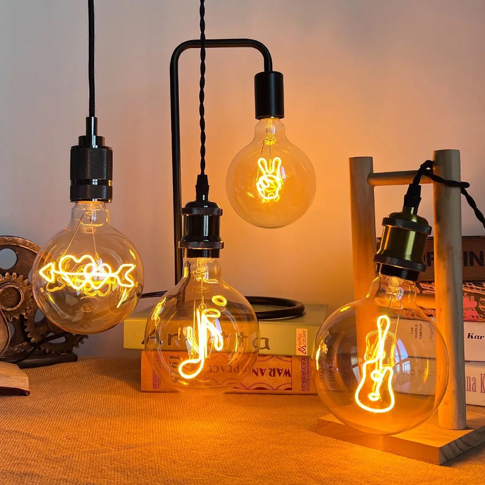 G125 Word Filament Edison LED Bulb 4W Dimmable, Love Home Hello Heart & Music Designs - Hans Lumiere