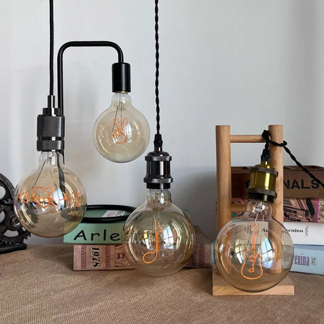 G125 Word Filament Edison LED Bulb 4W Dimmable, Love Home Hello Heart & Music Designs - Hans Lumiere