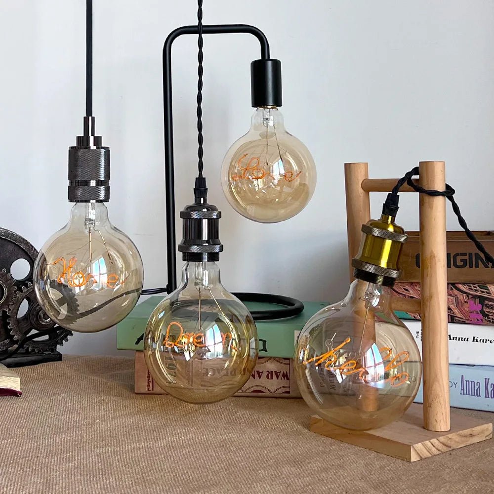 G125 Word Filament Edison LED Bulb 4W Dimmable, Love Home Hello Heart & Music Designs - Hans Lumiere