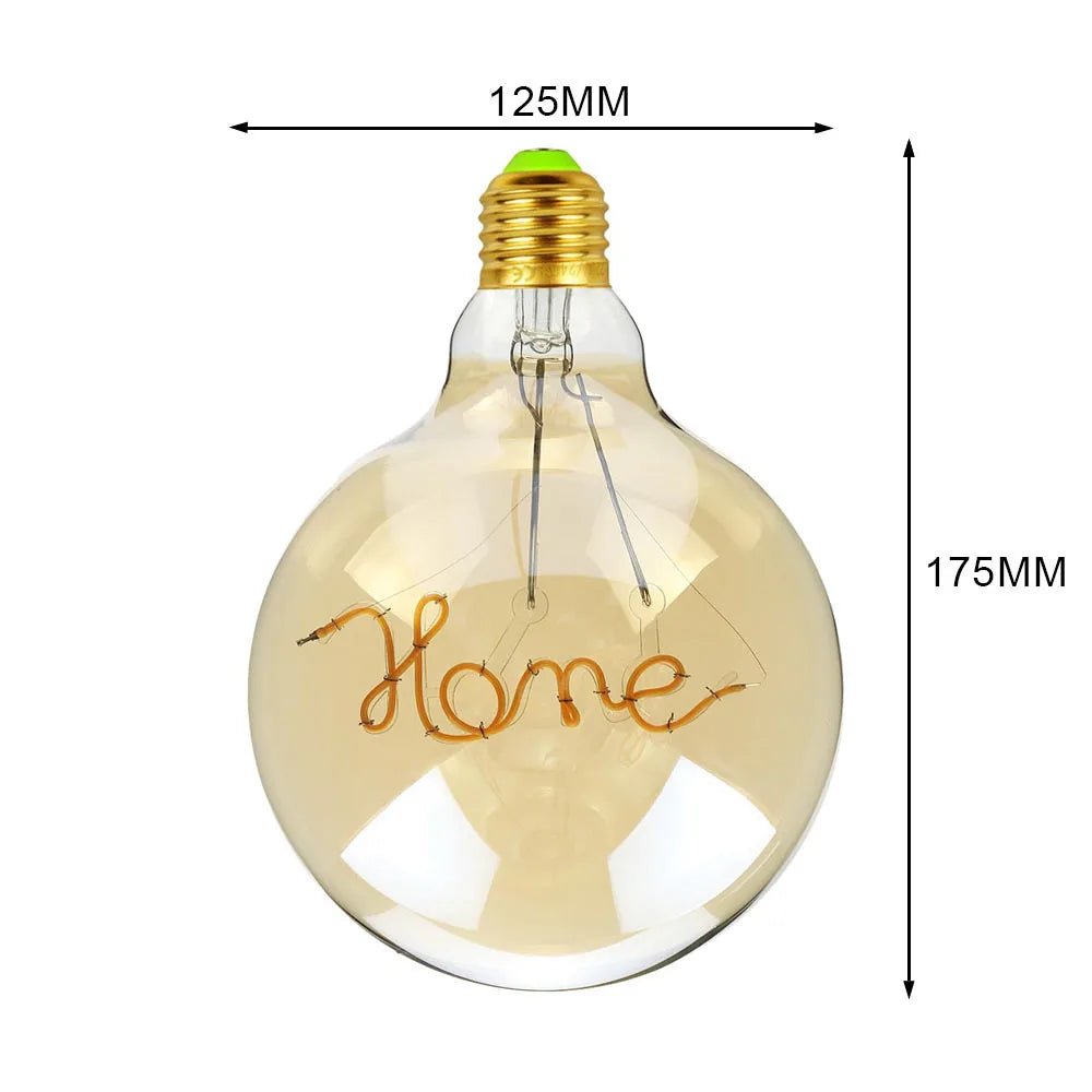 G125 Word Filament Edison LED Bulb 4W Dimmable, Love Home Hello Heart & Music Designs - Hans Lumiere