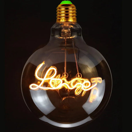 G125 Word Filament Edison LED Bulb 4W Dimmable, Love Home Hello Heart & Music Designs - Hans Lumiere