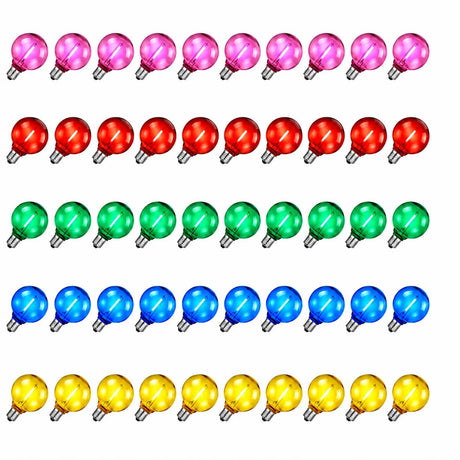 G40 Colored LED Globe Bulbs E12 1W Shatterproof, Red Blue Green Yellow Purple RGB, 25 or 50 Pack - Hans Lumiere