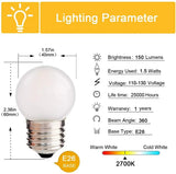 G40 Frosted Mini Globe LED Bulbs 1.5W E26 E27, Warm White 2700K or Cool White 6000K - Hans Lumiere