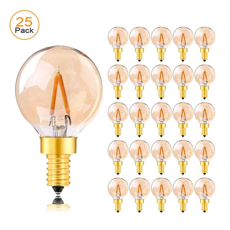 G40 Gold Tint Globe Edison LED Filament Bulbs E14 1W 2200K Dimmable, 220V or 12-24V, 6-25 Pack - Hans Lumiere