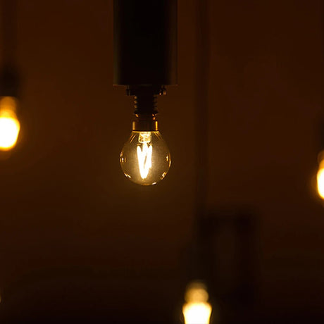 G40 Gold Tint Globe Edison LED Filament Bulbs E14 1W 2200K Dimmable, 220V or 12-24V, 6-25 Pack - Hans Lumiere