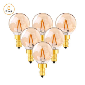 G40 Gold Tint Globe Edison LED Filament Bulbs E14 1W 2200K Dimmable, 220V or 12-24V, 6-25 Pack - Hans Lumiere