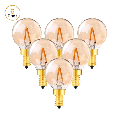 G40 Gold Tint Globe Edison LED Filament Bulbs E14 1W 2200K Dimmable, 220V or 12-24V, 6-25 Pack - Hans Lumiere