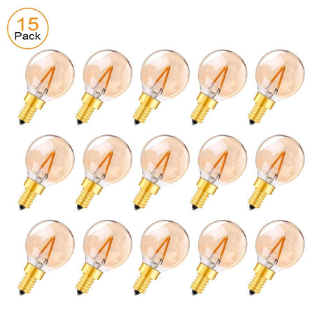 G40 Gold Tint Globe Edison LED Filament Bulbs E14 1W 2200K Dimmable, 220V or 12-24V, 6-25 Pack - Hans Lumiere