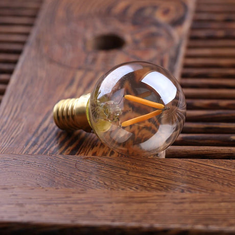 G40 Gold Tint Globe Edison LED Filament Bulbs E14 1W 2200K Dimmable, 220V or 12-24V, 6-25 Pack - Hans Lumiere