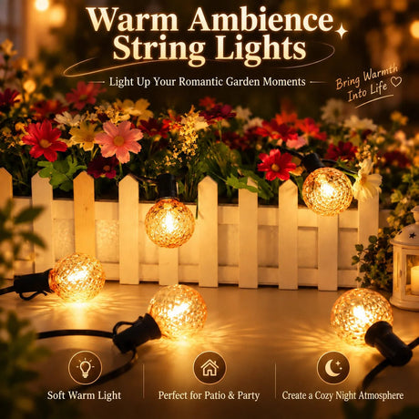 G40 Shatterproof Amber Diamond LED Bulbs E12 1W 2200K, 220V or DC 24V, String Light Replacement - Hans Lumiere