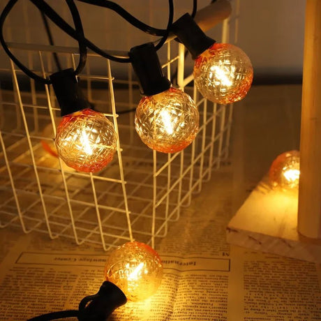 G40 Shatterproof Amber Diamond LED Bulbs E12 1W 2200K, 220V or DC 24V, String Light Replacement - Hans Lumiere