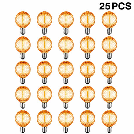 G40 Shatterproof Amber Diamond LED Bulbs E12 1W 2200K, 220V or DC 24V, String Light Replacement - Hans Lumiere