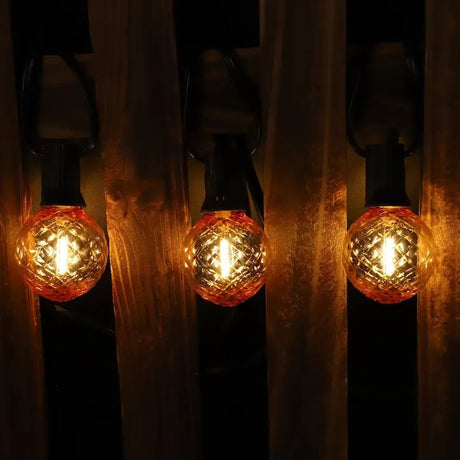 G40 Shatterproof Amber Diamond LED Bulbs E12 1W 2200K, 220V or DC 24V, String Light Replacement - Hans Lumiere