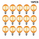 G40 Shatterproof Amber Diamond LED Bulbs E12 1W 2200K, 220V or DC 24V, String Light Replacement - Hans Lumiere