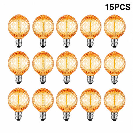 G40 Shatterproof Amber Diamond LED Bulbs E12 1W 2200K, 220V or DC 24V, String Light Replacement - Hans Lumiere