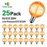 G40 Shatterproof Amber Diamond LED Bulbs E12 1W 2200K, 220V or DC 24V, String Light Replacement - Hans Lumiere