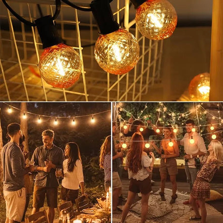 G40 Shatterproof Amber Diamond LED Bulbs E12 1W 2200K, 220V or DC 24V, String Light Replacement - Hans Lumiere