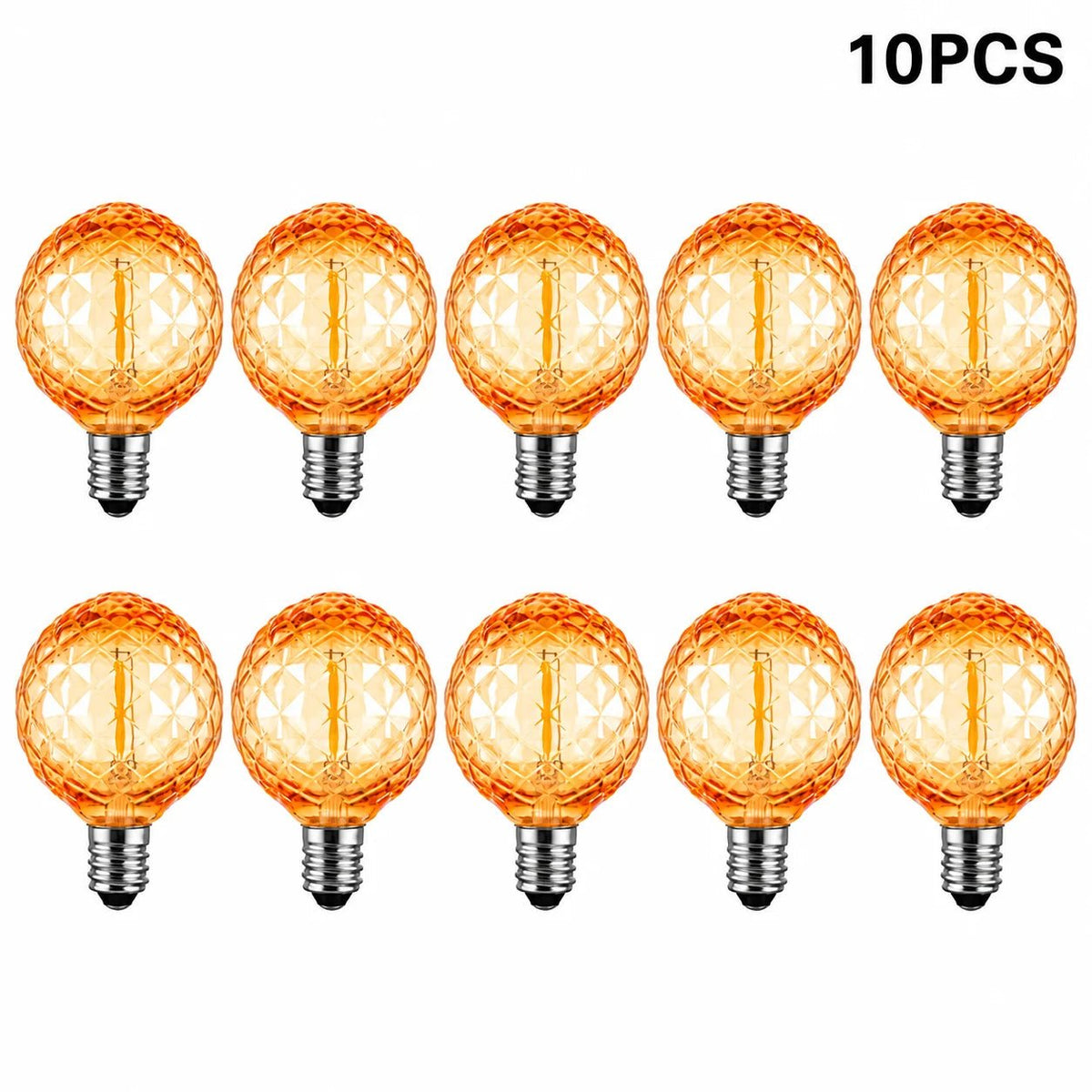 G40 Shatterproof Amber Diamond LED Bulbs E12 1W 2200K, 220V or DC 24V, String Light Replacement - Hans Lumiere