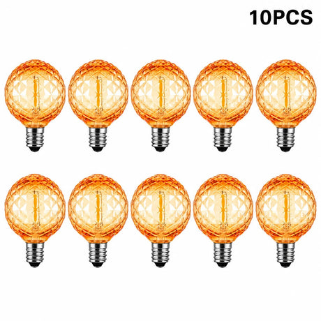 G40 Shatterproof Amber Diamond LED Bulbs E12 1W 2200K, 220V or DC 24V, String Light Replacement - Hans Lumiere