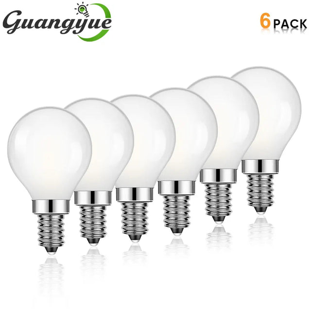 G45 Frosted Globe Edison LED Filament Bulbs E14 5W, Warm 3000K or Cool 6000K, 6 Pack - Hans Lumiere