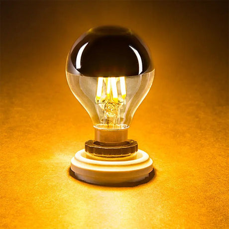 G45 Silver Crown Mirror Top LED Bulbs 4W Dimmable 2700K, E12 E14, 2-15 Pack - Hans Lumiere