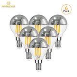 G45 Silver Crown Mirror Top LED Bulbs 4W Dimmable 2700K, E12 E14, 2-15 Pack - Hans Lumiere