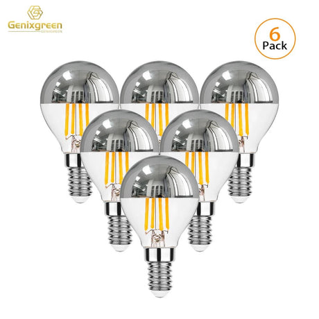 G45 Silver Crown Mirror Top LED Bulbs 4W Dimmable 2700K, E12 E14, 2-15 Pack - Hans Lumiere
