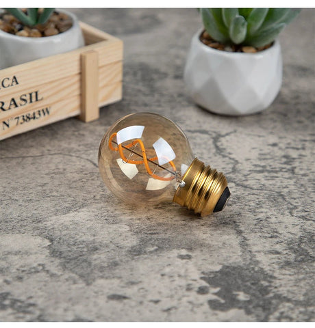 G50 Spiral Filament Edison LED Globe Bulbs 3W 2200K Dimmable, E12 E14 E26 E27, 2 or 6 Pack - Hans Lumiere