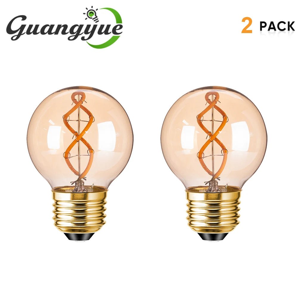 G50 Spiral Filament Edison LED Globe Bulbs 3W 2200K Dimmable, E12 E14 E26 E27, 2 or 6 Pack - Hans Lumiere