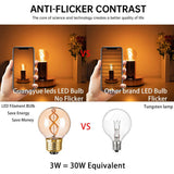 G50 Spiral Filament Edison LED Globe Bulbs 3W 2200K Dimmable, E12 E14 E26 E27, 2 or 6 Pack - Hans Lumiere