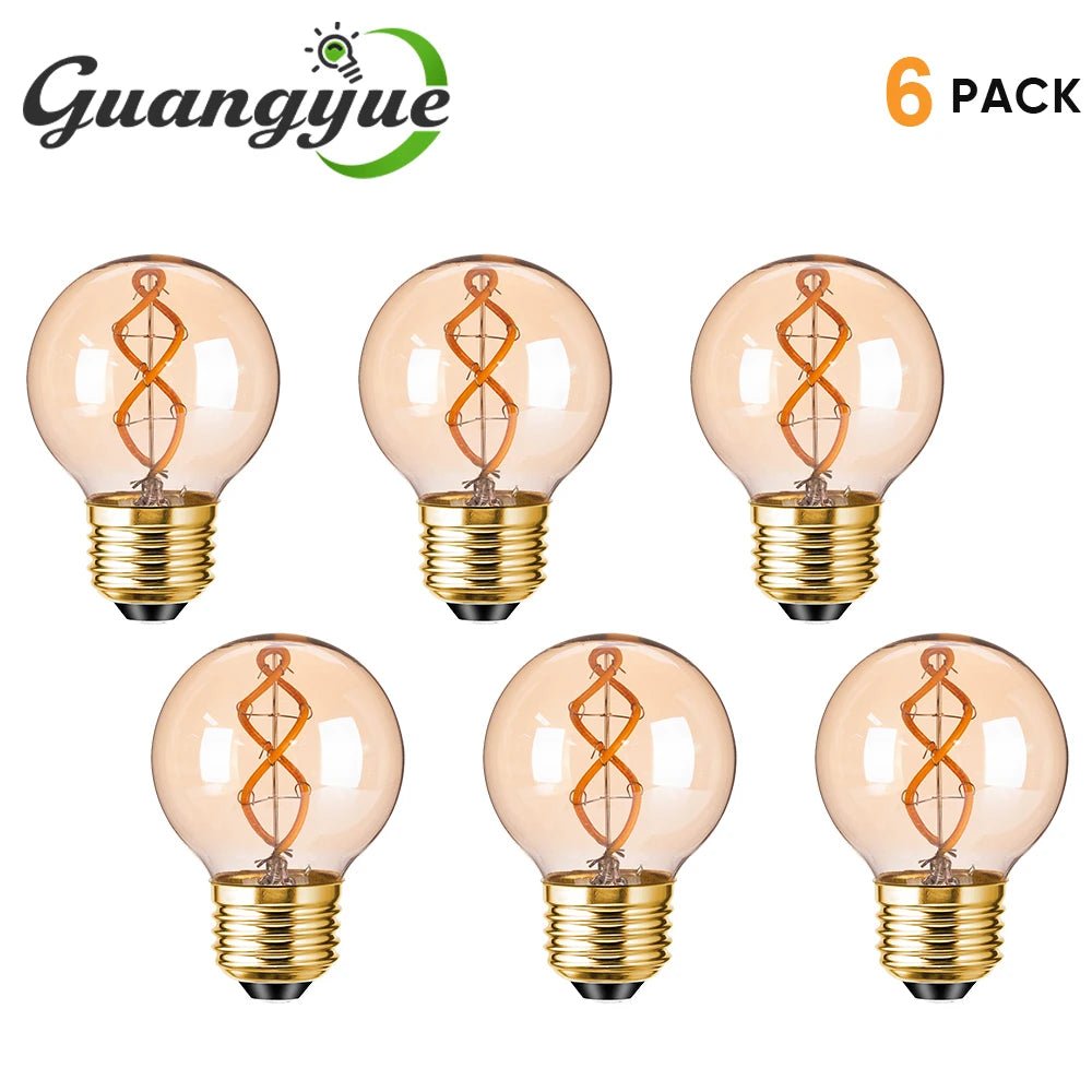 G50 Spiral Filament Edison LED Globe Bulbs 3W 2200K Dimmable, E12 E14 E26 E27, 2 or 6 Pack - Hans Lumiere