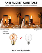 G50 Spiral Filament Edison LED Globe Bulbs 3W 2200K Dimmable, E12 E14 E26 E27, 2 or 6 Pack - Hans Lumiere