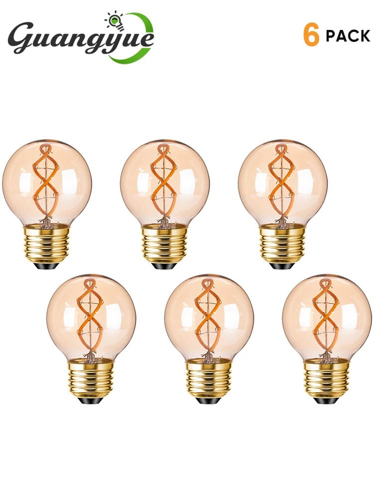 G50 Spiral Filament Edison LED Globe Bulbs 3W 2200K Dimmable, E12 E14 E26 E27, 2 or 6 Pack - Hans Lumiere