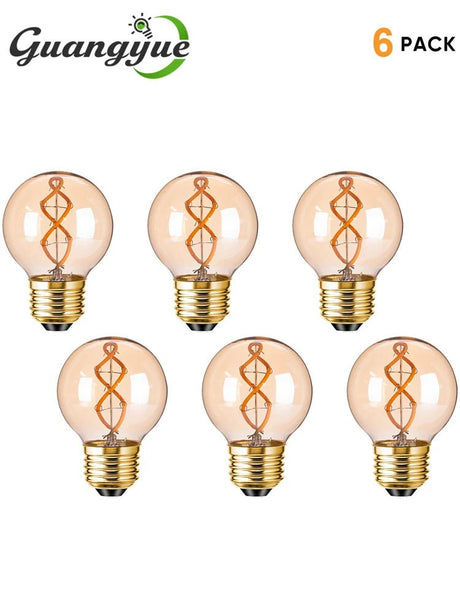 G50 Spiral Filament Edison LED Globe Bulbs 3W 2200K Dimmable, E12 E14 E26 E27, 2 or 6 Pack - Hans Lumiere