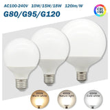 G80 G95 G125 Milky Globe LED Bulbs E27 10W 15W 18W CRI 90, Warm Neutral or Cool White, 6 Pack - Hans Lumiere
