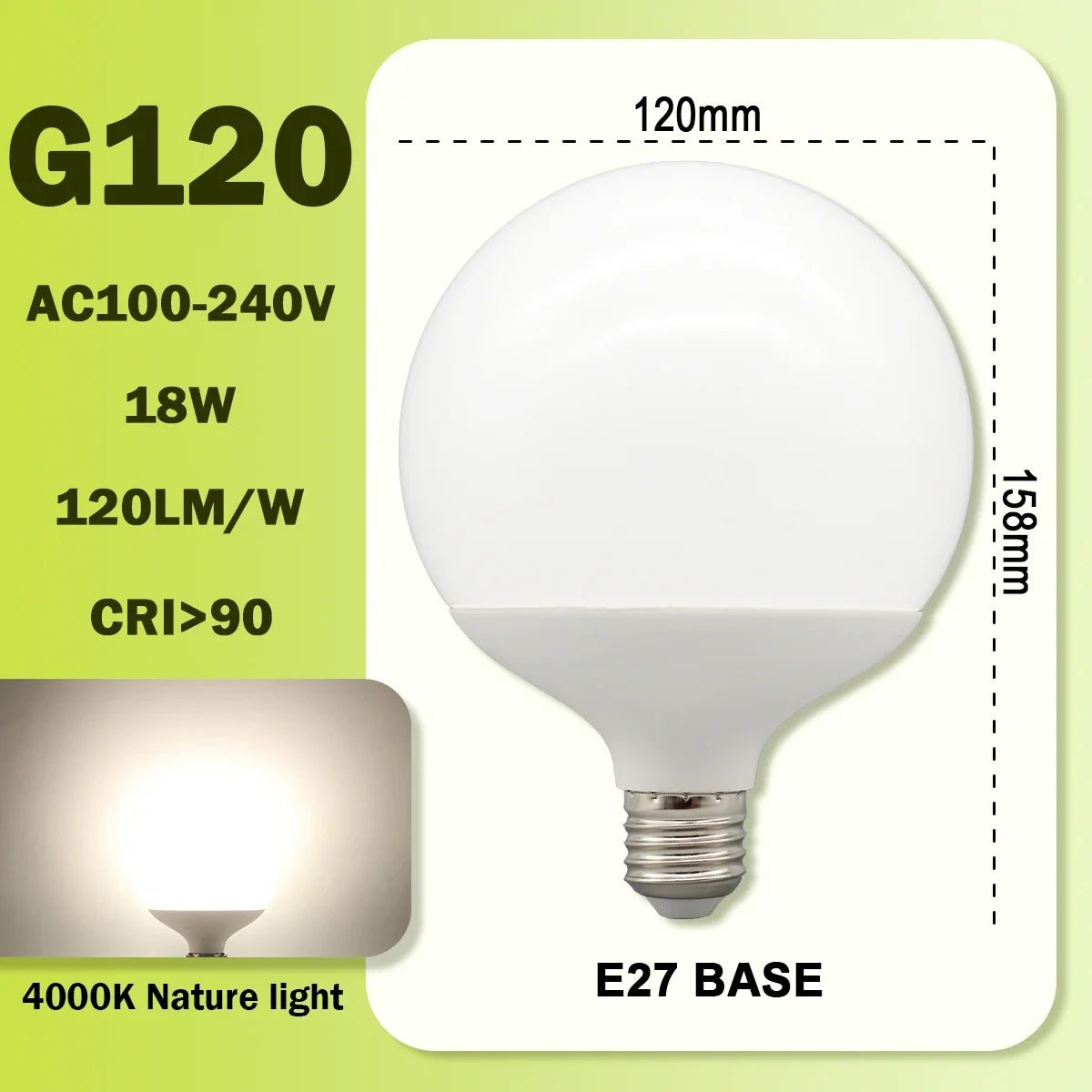 G80 G95 G125 Milky Globe LED Bulbs E27 10W 15W 18W CRI 90, Warm Neutral or Cool White, 6 Pack - Hans Lumiere