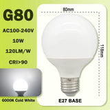 G80 G95 G125 Milky Globe LED Bulbs E27 10W 15W 18W CRI 90, Warm Neutral or Cool White, 6 Pack - Hans Lumiere