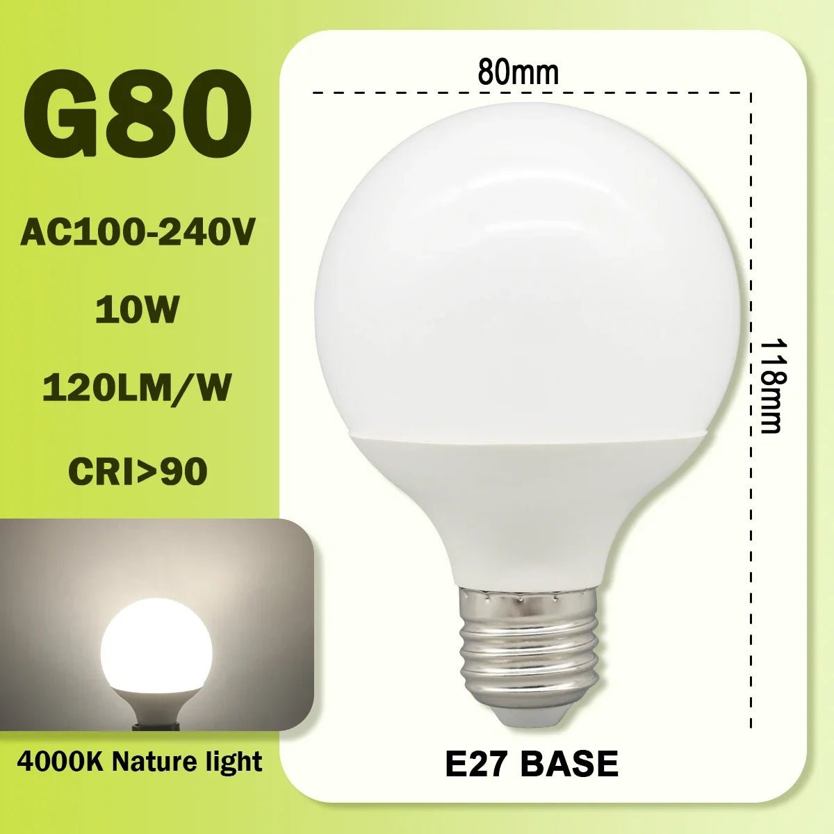 G80 G95 G125 Milky Globe LED Bulbs E27 10W 15W 18W CRI 90, Warm Neutral or Cool White, 6 Pack - Hans Lumiere
