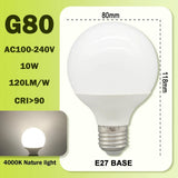 G80 G95 G125 Milky Globe LED Bulbs E27 10W 15W 18W CRI 90, Warm Neutral or Cool White, 6 Pack - Hans Lumiere