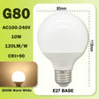 G80 G95 G125 Milky Globe LED Bulbs E27 10W 15W 18W CRI 90, Warm Neutral or Cool White, 6 Pack - Hans Lumiere