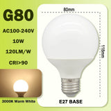 G80 G95 G125 Milky Globe LED Bulbs E27 10W 15W 18W CRI 90, Warm Neutral or Cool White, 6 Pack - Hans Lumiere