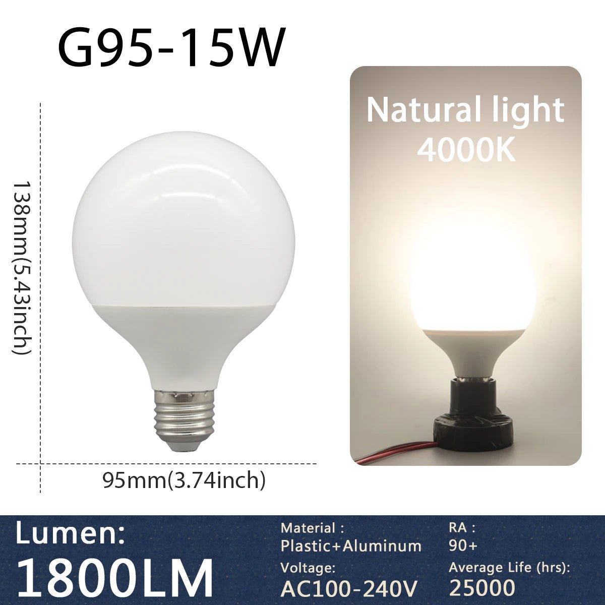 G80 G95 G125 Milky Globe LED Bulbs E27 10W 15W 18W, Warm Neutral or Cool White, 1-5 Pack - Hans Lumiere
