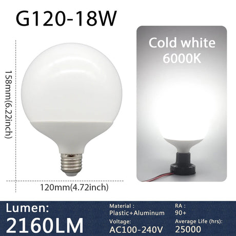 G80 G95 G125 Milky Globe LED Bulbs E27 10W 15W 18W, Warm Neutral or Cool White, 1-5 Pack - Hans Lumiere