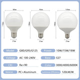 G80 G95 G125 Milky Globe LED Bulbs E27 10W 15W 18W, Warm Neutral or Cool White, 1-5 Pack - Hans Lumiere