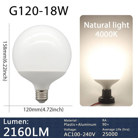 G80 G95 G125 Milky Globe LED Bulbs E27 10W 15W 18W, Warm Neutral or Cool White, 1-5 Pack - Hans Lumiere