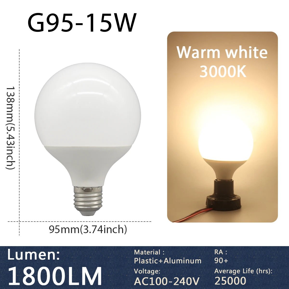 G80 G95 G125 Milky Globe LED Bulbs E27 10W 15W 18W, Warm Neutral or Cool White, 1-5 Pack - Hans Lumiere