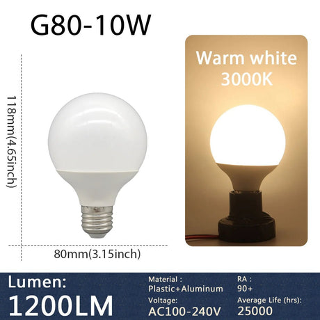G80 G95 G125 Milky Globe LED Bulbs E27 10W 15W 18W, Warm Neutral or Cool White, 1-5 Pack - Hans Lumiere
